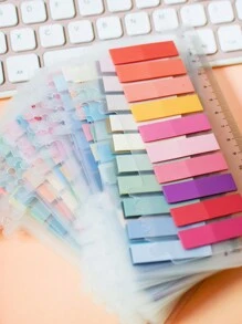 1000pcs 5 Styles Retro Color PET Sticky Notes, European Style Index Stickers, Suitable For Students, Office Supplies, 5 Styles Per Pack - Multicolor - View 6