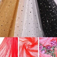 10 Yards Stern Mond Laser Pailletten Tüllrolle weiches Tüllband für Partydekoration DIY Handwerk Tutu Rock Zubehör Hochzeitshintergrund Bühnendekoration Nähen Mesh
