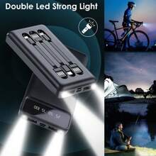 6000mah Mobile Power Bank Mobile Phone Backup Battery Convenient Charging,  LED Light - Fast Charging - The Power Bank Comes With A USB - Black - View 7