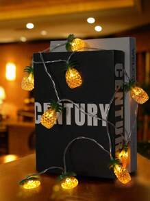 1pc-Pineapple String Lights-Battery Powered,10 Fun Patio Lights, Suitable For Party Bedroom Family Birthday Indoor Outdoor Hawaiian Tropical Tiki Gift Decoration,Christmas - Yellow - View 3
