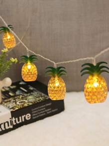 1pc-Pineapple String Lights-Battery Powered,10 Fun Patio Lights, Suitable For Party Bedroom Family Birthday Indoor Outdoor Hawaiian Tropical Tiki Gift Decoration,Christmas - Yellow - View 2
