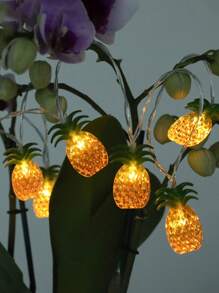 1pc-Pineapple String Lights-Battery Powered,10 Fun Patio Lights, Suitable For Party Bedroom Family Birthday Indoor Outdoor Hawaiian Tropical Tiki Gift Decoration,Christmas - Yellow - View 4