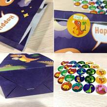 30 stuks dinosaurus feestzakjes dikke papieren dinosaurus cadeauzakjes dinosaurus feestzakjes geurloze snoepzakjes met 36 stickers voor kinderfeestjes verjaardag babyshowers terug naar school valentijnsdag