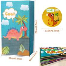 30 stuks dinosaurus feestzakjes dikke papieren dinosaurus cadeauzakjes dinosaurus feestzakjes geurloze snoepzakjes met 36 stickers voor kinderfeestjes verjaardag babyshowers terug naar school valentijnsdag