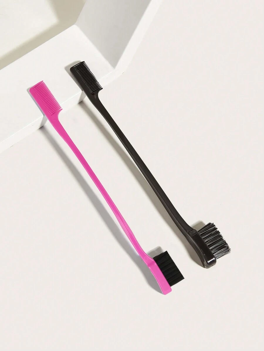 2 Pcs Portable Dual-Headed Multifunctional Comb,Edge Brush,Edge Control Brush Comb Double Side Hair Brush For Hair Styling Salon Professional Brush Tool Hair Color Brush - Multicolor - View 1