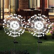 Bộ 1/2/4 đèn pháo hoa năng lượng mặt trời LED, 120 đèn LED, đèn năng lượng mặt trời cho sân vườn, đèn năng lượng mặt trời tự làm ngoài trời, đèn trang trí sân vườn, nhiều chế độ, đèn cổ tích, cho hiên nhà, sân, bồn hoa, tiệc tùng, đèn bãi cỏ (màu trắng) quà tặng Halloween Giáng sinh Lễ tạ ơn - Trắng - Xem 1