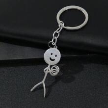 One Large Cartoon Couple Pendant Funny Personalized Graffiti Matchstick Stainless Steel Keychain Key Ring Pendant Car Keychain Bag Pendant Shoulder Bag Crossbody Bag Tote Bag Party Holiday Gift Birthday Valentine Teenage Girl Female College Student Teacher Car Accessories Bag Charm School College Cute Goth Y2k