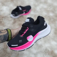 Women Wedge Sneakers - Preto/Rosa - View 2