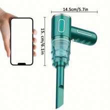 1 pièce Aspirateur de voiture sans fil rechargeable avec double filtre, aspiration puissante, portable, à main, mini souffleur de poussière pour la maison et l'automobile