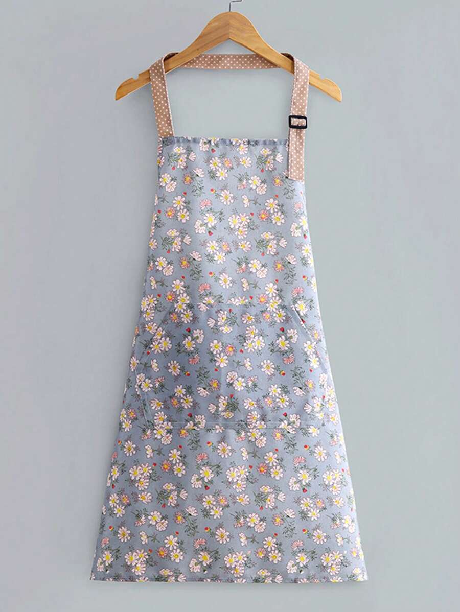 1pc Home Kitchen Cooking Cute Stylish Apron With Floral Prints - Multicolor - View 1