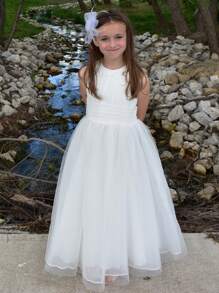 Robe longue formelle sans manches en mousseline de soie pour jeune fille