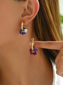 1 对新款波西米亚风格彩色亚克力花朵可拆卸吊坠耳环，设计简约甜美，适合春夏约会和派对，是适合女性情人节、妈妈、母亲、母亲节、礼物的可爱耳饰 - 花朵耳環 - 查看 5