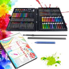 Kit de colorear de 168 piezas con inspiración y creatividad, incluye marcadores, crayones y lápices de colores, útiles escolares para el regreso a clases - Negro - Ver 5