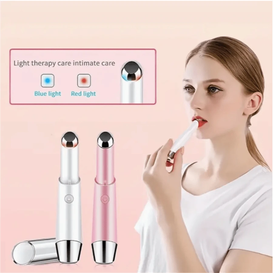 便攜式離子感應熨斗及熱力眼部按摩器,能去除眼部黑眼圈及細紋 - 粉色 - 查看 1