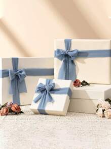 3 卷/包雪纺丝带，带蝴蝶结设计，适用于 DIY 婚礼花束、礼盒包装、蝴蝶结制作、情人节丝带装饰 - 彩色 - 查看 8