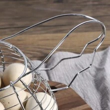 Cesta de alambre de metal para huevos de 1 pieza, estilo vintage de almacenamiento rústico en forma de gallina con asa - Multicolor - Ver 5