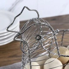 Cesta de alambre de metal para huevos de 1 pieza, estilo vintage de almacenamiento rústico en forma de gallina con asa - Multicolor - Ver 4