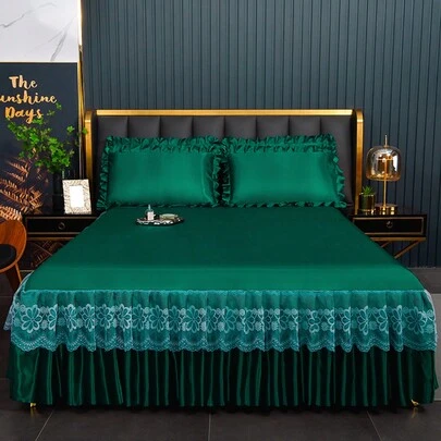 Cooling Ice Silk Comfortable And Breathable Multi-Colored Printed Bed Skirt, Single And Double Beds, Suitable For Home Bedroom And Outdoor Travel