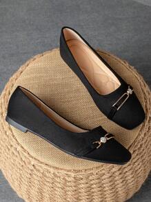 Chaussures plates femme mode carré orteil bas avec nœud papillon, noire, décontractée et polyvalente, porter tous les jours en automne