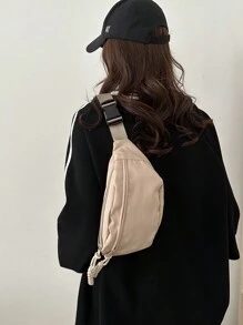 簡約時尚多功能女士腰包 - 杏色 - 查看 2