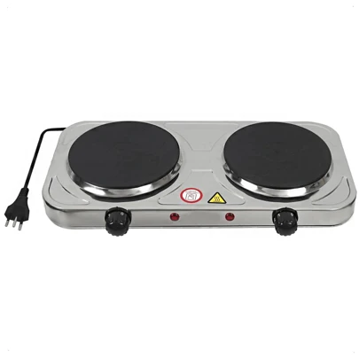Fogareiro Elétrico Disco Chapa De Ferro 2 Bocas 2000w Cooktop 5 Temperaturas 220V ou 110V