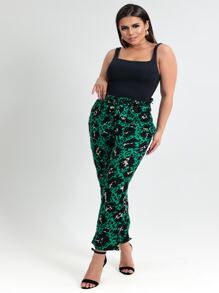 Women's High Waist Tailored Pants With Belt Animal Print Clochard Print - màu xanh lá - Xem 6