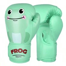 A Pair Of Youth Boxing Gloves With Cartoon Frog Design, Suitable For Boxing, Free Fighting And Punching Bag Training. - Green - View 1