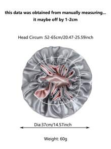 Double-Layer Patchwork Spandex Sleeping Cap Wig Cap Silk Bonnet Satin Bonnet - Pink - View 7