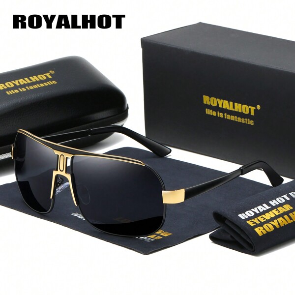 RoyalHot Men Women Polarized Alloy Square Oversized Frame Fashion Glasses Driving Fashion Glasses Shades Male 60041 For Summer Beach Vacation,Outdoor,Travel