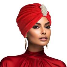 Mode Elegante Faux Parel Decor Tulband Cap Geëmbosseerde Elastische Hoofdband Voor Vrouwen Meisjes Bonnet Haar Bonnet Tulband Kerstmis