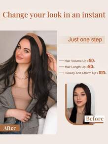 Clip In Hair Extensions Long Layered Wavy V-Shaped Hair Extension One Piece Hair Extensions With 5 Clips For Women Daily Use(Blonde) - Gold - View 6