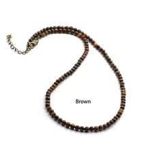 diffone Minimalist 4mm Natural Stone Necklace Men 18 Inch Choker Necklace Man's  Beach Jewelry Surfer Necklace Gift - 4mm Natural Stone Bead Necklace - View 4