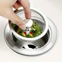 2pcs Kitchen Sink Strainer With Handle & Stopper Replacement Sink Drain Basket Stainless Steel Mesh Filter Strainers Waste Hole Trap For Hotels&Restaurant Kitchen - Silver - View 6