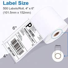 Cuộn nhãn dán 4x6 cho máy in nhãn nhiệt - Nhãn vận chuyển màu hồng 500 chiếc - Nhãn máy in nhiệt cấp thương mại dành cho vật tư doanh nghiệp nhỏ - Giấy in nhiệt 4x6 chống nước/chống dầu - Hồng - Xem 2