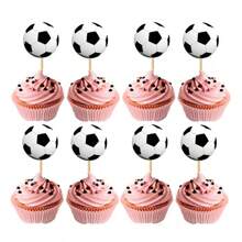 24pcs Black White Football Design Cupcake Toppers Toothpick Sandwich Picks, Thick Paper Double-Sided Print Birthday Cake Decoration Insert Cards - Black and White - View 6