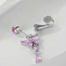 Piercing Falso De Mariposa Rosa Sin Perforación Para El Vientre, Clip De Mariposa Para El Ombligo Sin Perforación, Piercing Falso