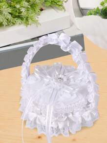 1 pieza Cojín de anillo para niña de las flores en boda con forma de corazón con encaje, caja de anillo con perlas y rhinestones en forma de corazón, cojín portador de anillo para niña de las flores, soporte para anillo de compromiso, caja de anillo con mariposa de encaje, caja de joyería, caja de almacenamiento de anillos de boda, soporte portador de anillo, cesta con mariposa para fiesta de boda, propuesta, declaración, cojín de anillo pequeño portátil, caja de anillo para el Día de San Valentín