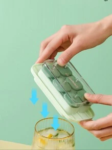 1pc Small Silicone Ice Cube Tray With Lid And Soft Base, Easy Release 6 Cubes - Yellow - View 4