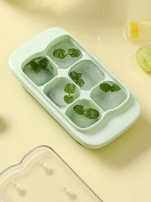 1pc Small Silicone Ice Cube Tray With Lid And Soft Base, Easy Release 6 Cubes - Yellow - View 6