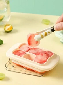 1pc Small Silicone Ice Cube Tray With Lid And Soft Base, Easy Release 6 Cubes - Yellow - View 5