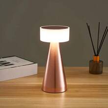 1個便攜式金屬led桌燈,無線金屬桌燈,3色觸控控制可充電燈,3級亮度房間裝飾桌燈,床頭燈,餐廳燈 - 三色變光 - 查看 7