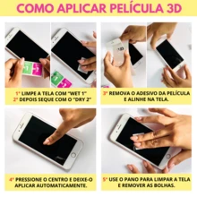 Película de Vidro 3D Sam.sung A10 / A10S / A11 / A12 / A13 4G / A14 / A15/ A16 / A17  Protetor de Tela Inteira. - Preto - Visão 4