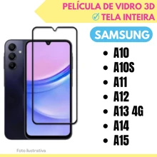 Película de Vidro 3D Sam.sung A10 / A10S / A11 / A12 / A13 4G / A14 / A15/ A16 / A17  Protetor de Tela Inteira. - Preto - Visão 1