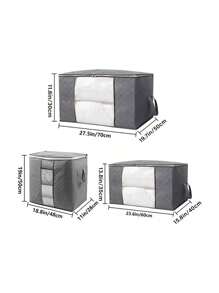 1 Pieza De Bolsa Pegable Para Ropa, Bolsa De Almacenamiento De Edredón, Manta, Ropa, Plegable - Gris - Ver 5