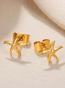 1 Đôi bông tai hình sao biển dễ thương, phù hợp cho phụ nữ và bé gái, họa tiết duyên dáng, trang sức thời trang mùa hè đi biển, phụ kiện quà tặng. - sao biển - Xem 10