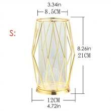 1pc Geometric Glass Vase With Metal Bracket, Crystal Transparent LInnerVase, Hand-Plated Metal Geometric Vase, Golden Color Vase DecorationFor Home Office Wedding Holiday Party Gifts Birthday Graduation Home Decor Room Decor Flower Vase