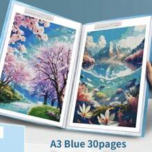 1 pieza Álbum de almacenamiento de pintura de diamantes, libro de almacenamiento de dibujos con bolsillos transparentes duraderos y 40 páginas, carpeta de archivos para estudiante, papelería, certificados y herramienta de exhibición de documentos - Multicolor - Ver 12