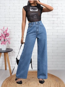 Women Jeans - 藏蓝色 - 查看 1