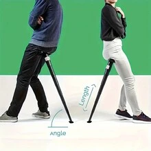 1pc 2-In-1 Portable Walking Stick And Seat - Quick-Fold Design, Compact And Lightweight For Travel, Durable Outdoor Companion - Black - View 5