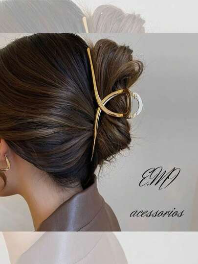 Prendedor De Cabelo G Metal Presilha Piranha 12cm  com perula luxo